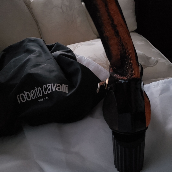 Designer Roberto Cavalli woven peep toe ankle boot - Picture 5 of 7